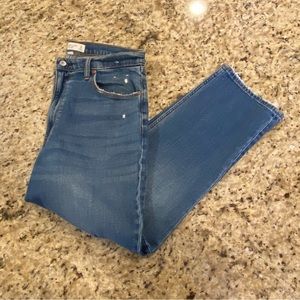 Abercrombie & Fitch The Ankle Straight Ultra High Rise Curve Love Blue Jeans